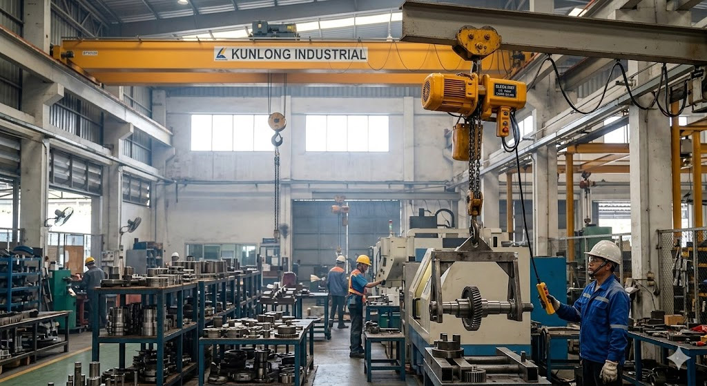 เครนยกของกับรอกไฟฟ้าต่างกันอย่างไร? เลือกแบบไหนดีสำหรับโรงงาน